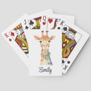 Cute boho watercolor hippie giraffe design playing cards