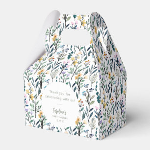 Cute Boho Watercolor Wildflower Baby Shower Custom Favour Box