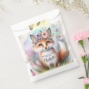 Cute Boho Watercolor Woodland Fox Birthday Party Favour Bags