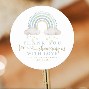 Cute Boho Whimsical Rainbow Baby Shower Classic Round Sticker