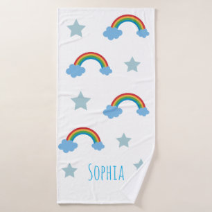 Cute Boho Whimsical Rainbow Girls Bath Towel