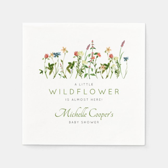 Cute Boho Wildflower Baby Shower Napkin (Front)