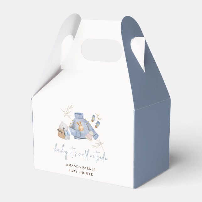 Cute Boho Winter Clothes Toys Girl Baby Shower Favour Box (Front Side)