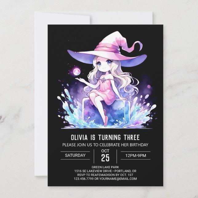 Cute Boho Wizard Birthday Invitation (Front)