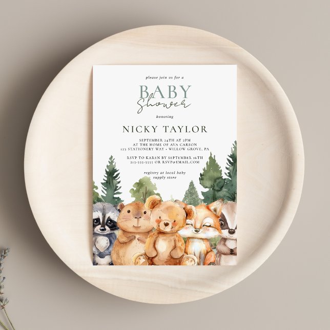 Cute Boho Woodland Animals Baby Shower Invitation (Creator Uploaded)