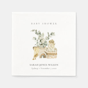 Cute Boho Yellow Nursery Foliage Baby Shower Favou Napkin