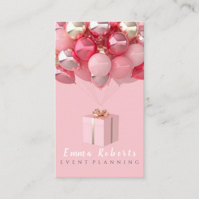Cute Bokeh and Rose Gold Sequin Event Planner Business Card (Front)