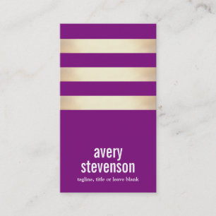 Cute Bold Typography Purple Gold Striped Business Card