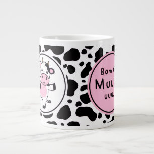 Cute “Bom Dia Muuuuu” Kawaii Cow Design Large Coffee Mug
