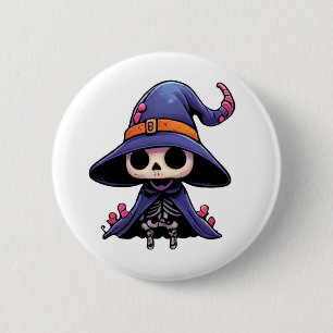 Cute Bone Witch Button – Gothic Kawaii Pin for Bac