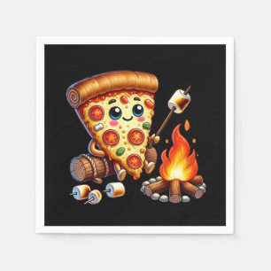 Cute bonfire pizza party napkin