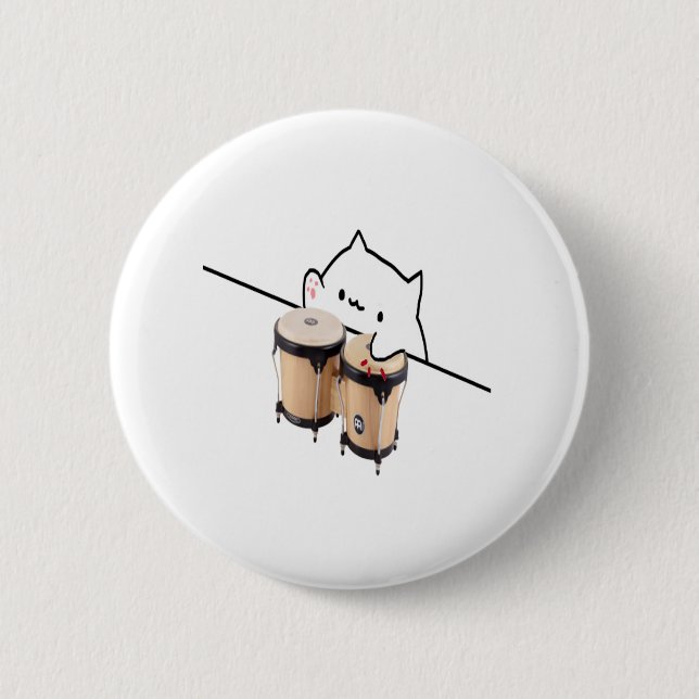 Cute Bongo Cat meme 6 Cm Round Badge (Front)