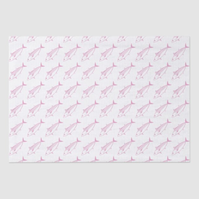 Cute Bonito Fish in Pastel Pink and White Tissue Paper (Front)