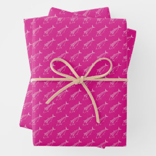 Cute Bonito in Pastel Pink on Barbie Pink in Small Wrapping Paper Sheet
