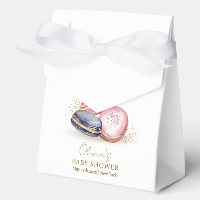Cute Bonjour Bébé French Macarons Baby Shower  Favour Box (Front)