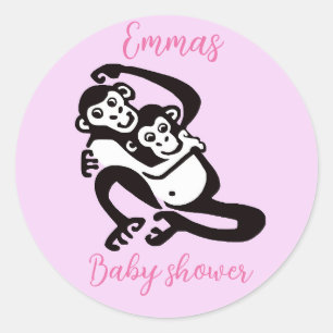 Cute BONOBO - Animal - Baby shower - Personalise Classic Round Sticker
