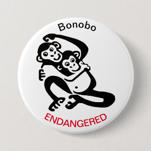 Cute BONOBO- Endangered animal graphic - Africa- 7.5 Cm Round Badge