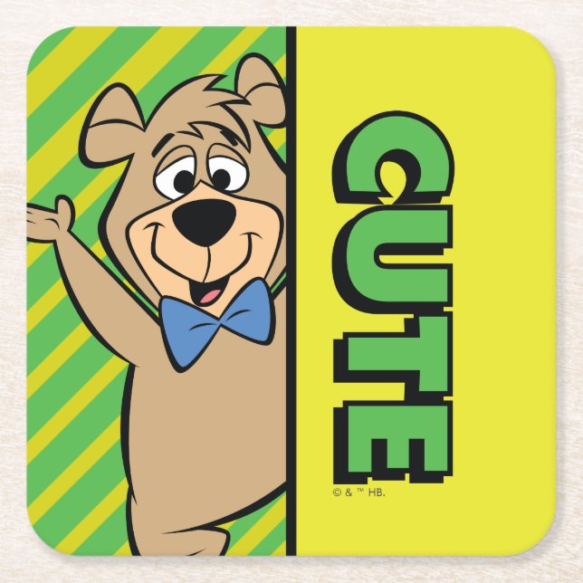 Cute Boo-Boo Bear Square Paper Coaster (Front)