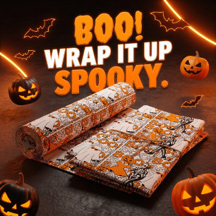 Cute Boo Crew Halloween Friends Wrapping Paper Sheet