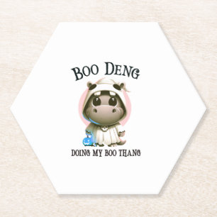 Cute BOO DENG My Moo Thang Halloween Costume Pink Paper Coaster