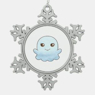 Cute Boo Design Trendy Unique Snowflake Pewter Christmas Ornament