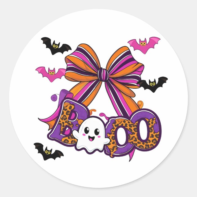 Cute Boo Ghost Classic Round Sticker (Front)