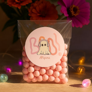 Cute Boo Ghost Colourful Halloween Classic Round Sticker