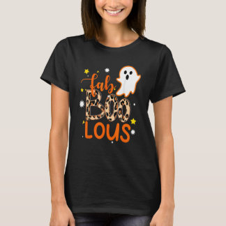Cute Boo Ghost Halloween Fab-Boo Lous Leopard T-Shirt