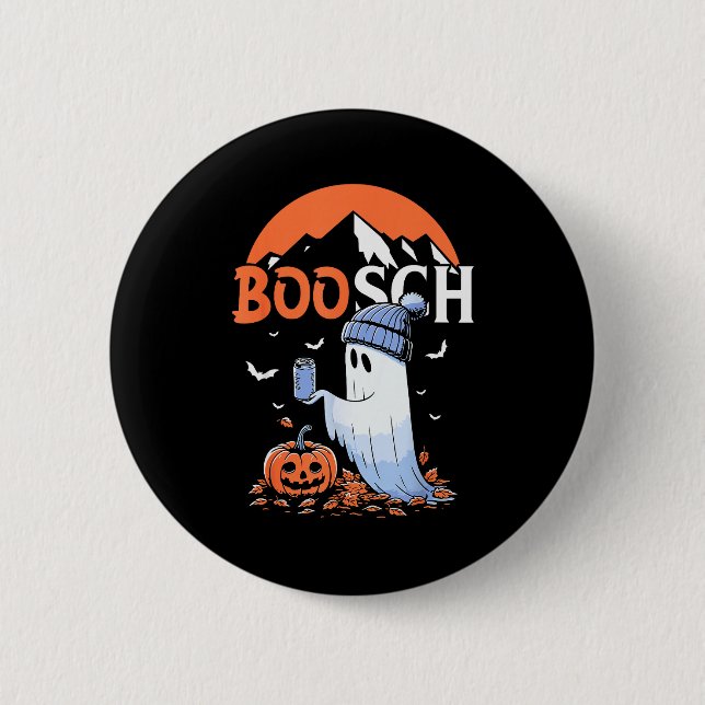 Cute Boo Ghost Halloween Pumpkin Beer Drinking Sok 6 Cm Round Badge (Front)