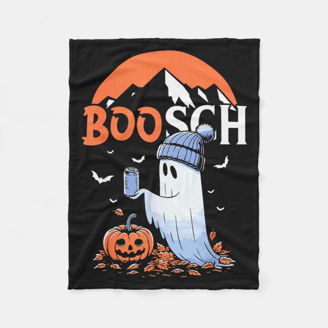 Cute Boo Ghost Halloween Pumpkin Beer Drinking Sok Fleece Blanket (Front)