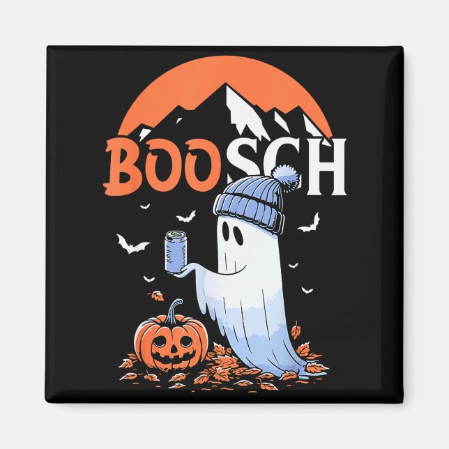 Cute Boo Ghost Halloween Pumpkin Beer Drinking Sok Magnet (Front)