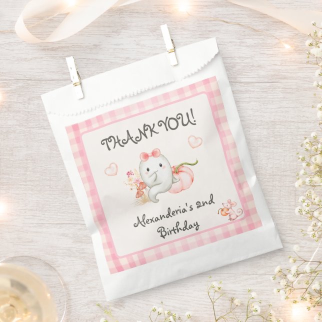 Cute Boo Ghost Pink Birthday Party Girl Favour Bags (Clipped)