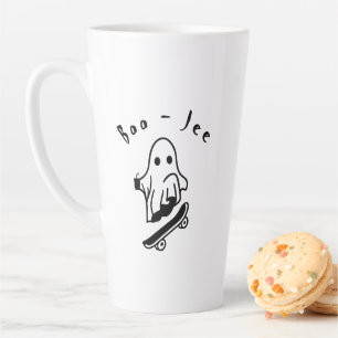 Cute Boo Ghost Skating Funny Halloween Spooky Art Latte Mug