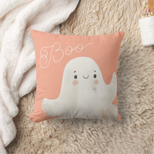 Cute Boo Ghost Throw Pillow Pink