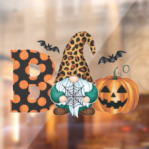 Cute Boo Gnome with Bats Window Cling