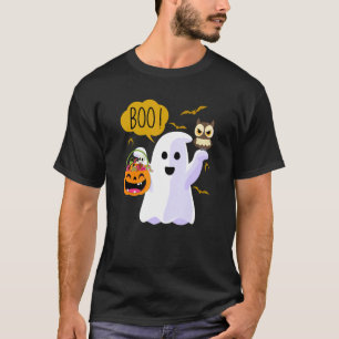 Cute Boo Halloween Costume Spiders Ghost Pumkin Wi T-Shirt