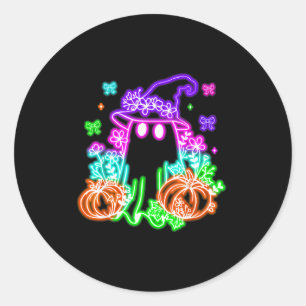 Cute Boo Halloween Ghost Witch Pumpkin Trendy Hall Classic Round Sticker