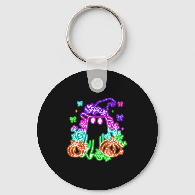 Cute Boo Halloween Ghost Witch Pumpkin Trendy Hall Key Ring (Front)