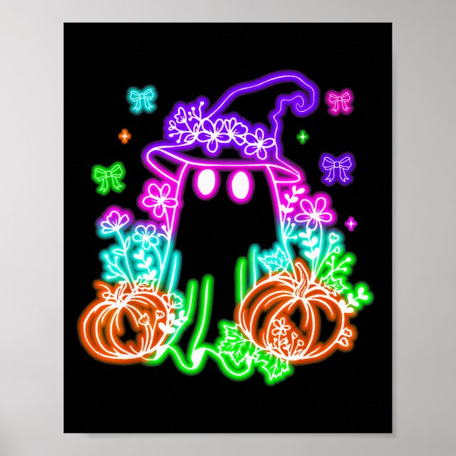 Cute Boo Halloween Ghost Witch Pumpkin Trendy Hall Poster (Front)