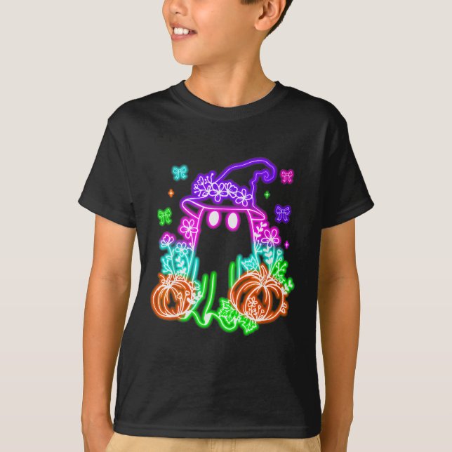 Cute Boo Halloween Ghost Witch Pumpkin Trendy Hall T-Shirt (Front)