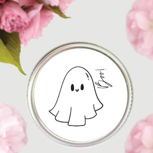 Cute Boo Halloween Illustrated Ghost Classic Round Classic Round Sticker