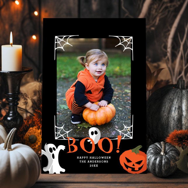 Cute Boo! Halloween Photo Holiday Card (Creator Uploaded)