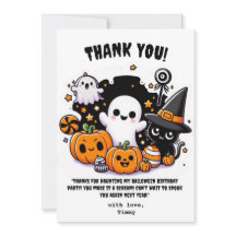 Cute Boo Halloween Thank you card for Birthday