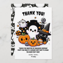 Cute Boo Halloween Thank you card for Birthday