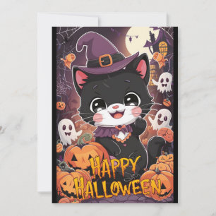 Cute Boo Happy Halloween Holiday Card