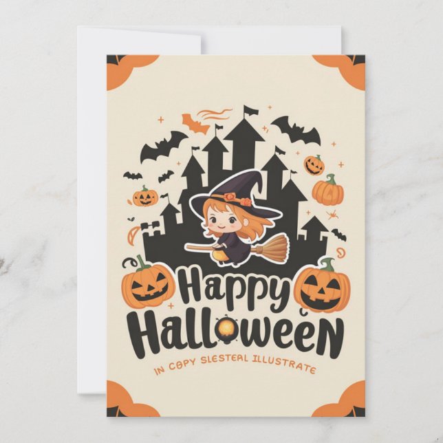 Cute Boo Happy Halloween  Holiday Card (Front)