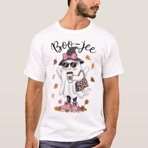 Cute Boo Jee Ghost Halloween Leopard Ghost Coffee T-Shirt