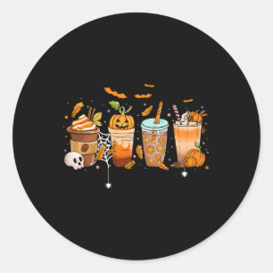 Cute Boo latte Coffee Halloween Spooky Season Fall Classic Round Sticker