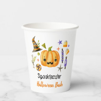 Cute Boo Pumpkin Spooktacular Halloween Bash Party Paper Cups
