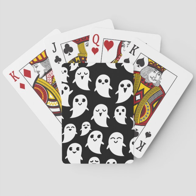 Cute Boo Spook Halloween Cartoon Ghost Playing Cards (Back)